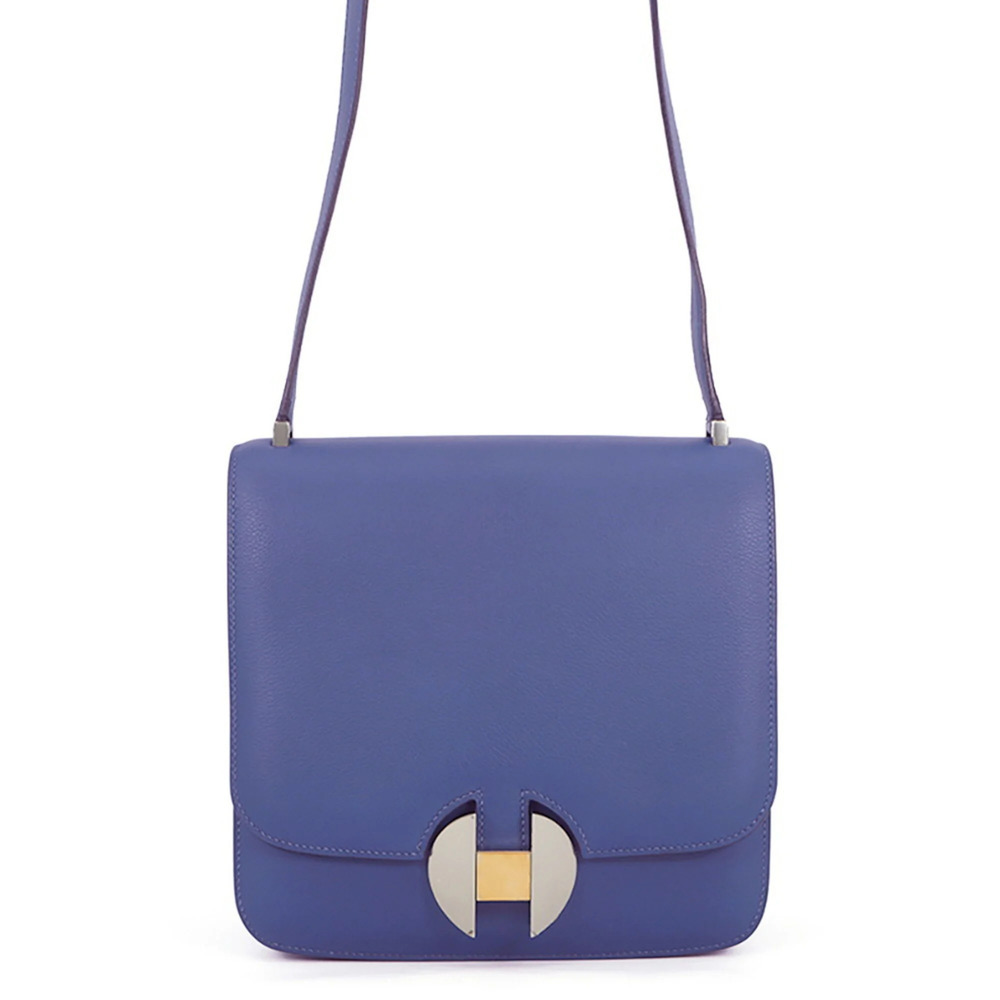 Hermes Shoulder Bag 2002 20 Blue Brighton Evercolor D Stamp Handbag HERMES